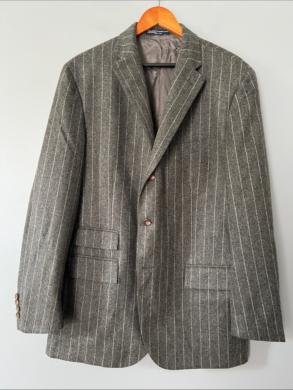 Polo by Ralph Lauren Charcoal Gray Pinstripe Wool Sport Coat